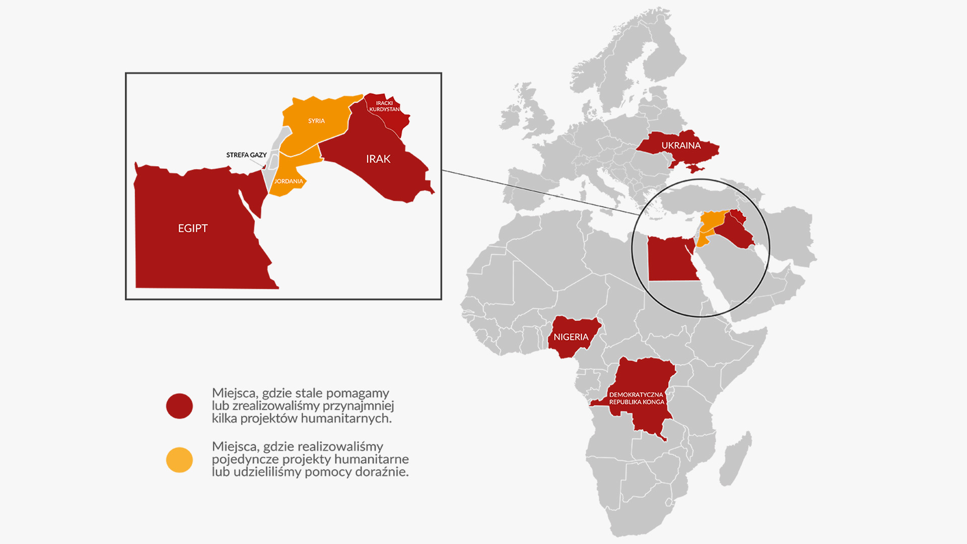 Mapa krajów, w których pomagamy